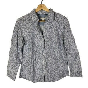 Croft & Barrow Blue & White Floral Stripe Long Sleeve Button Down XS